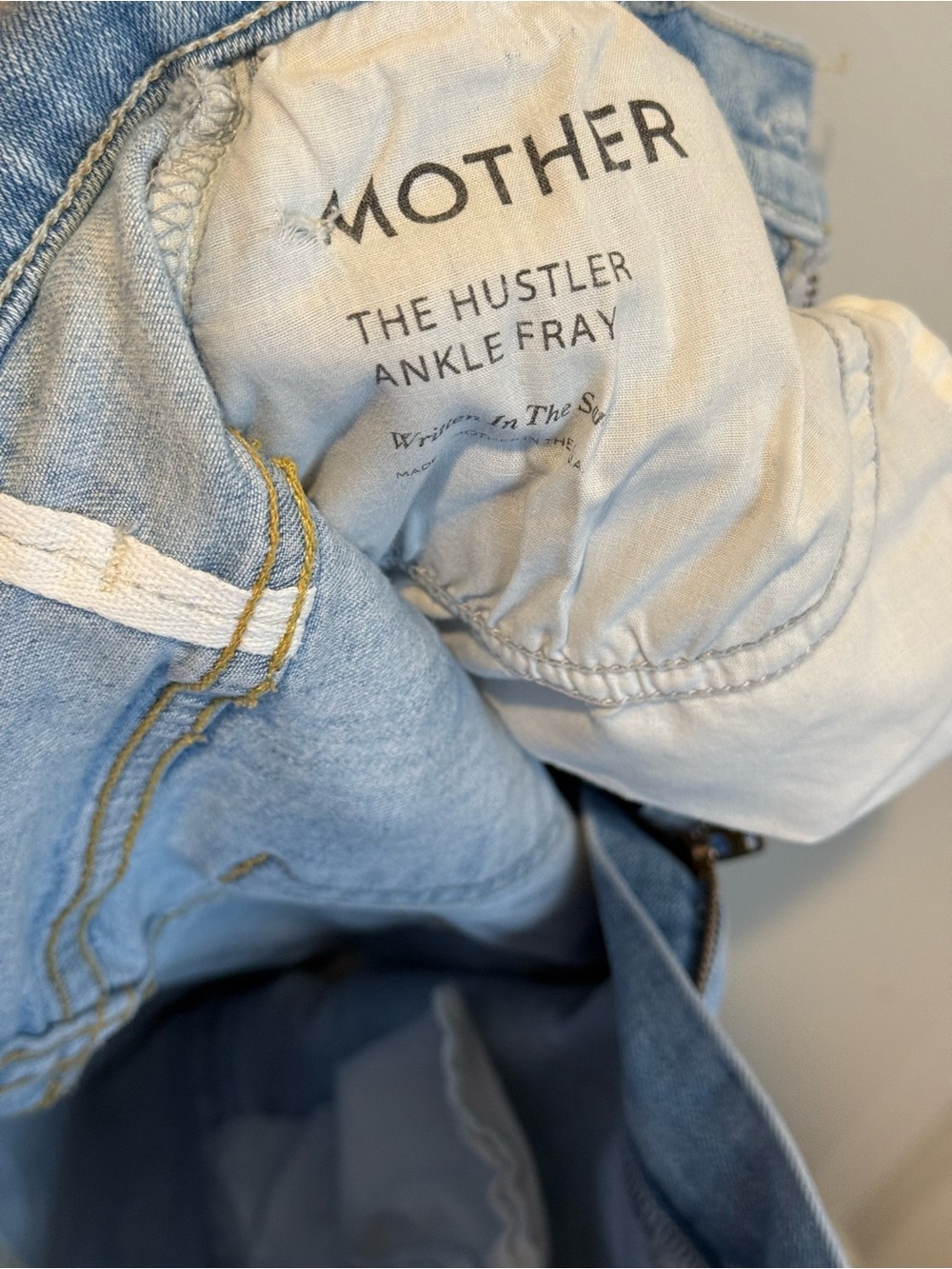 MOTHER The Hustler Ankle Fray Jeans – Written In The Sky Wash – Size 27 - Picture 5 of 6